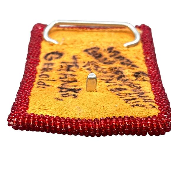 VTG Handmade Native American Beaded Belt Buckle Red Yellow Orange Pow Wow Boho - Picture 11 of 14